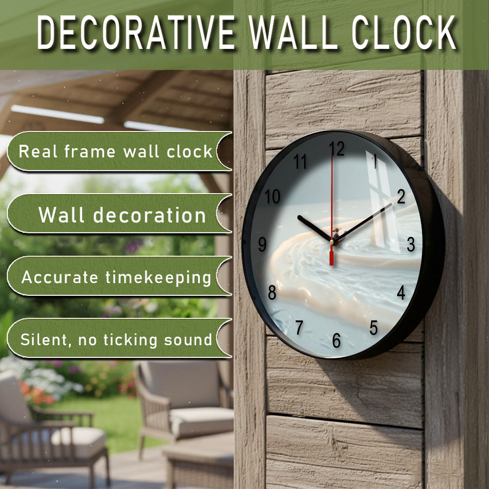 Horloge murale ronde à cadran crème effet matière douce