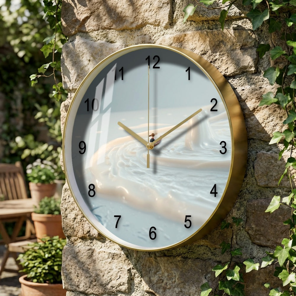 Horloge murale ronde à cadran crème effet matière douce