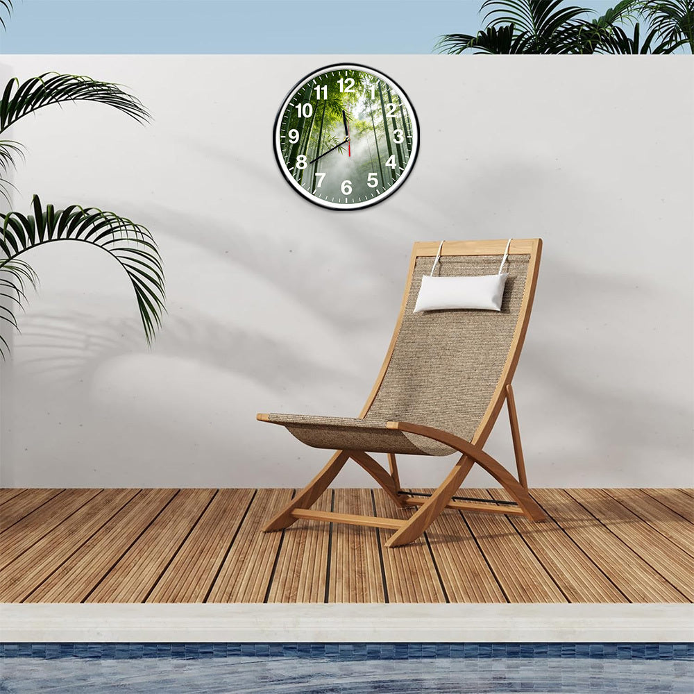 Horloge murale ronde décor forêt de bambou, 4 finitions