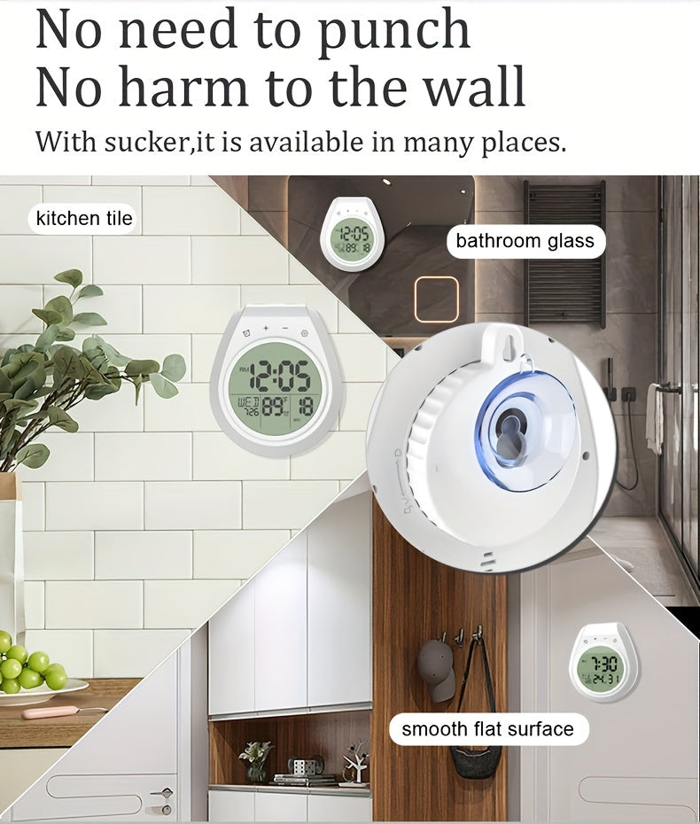 Horloge murale de salle de bain — Minuteur et thermomètre