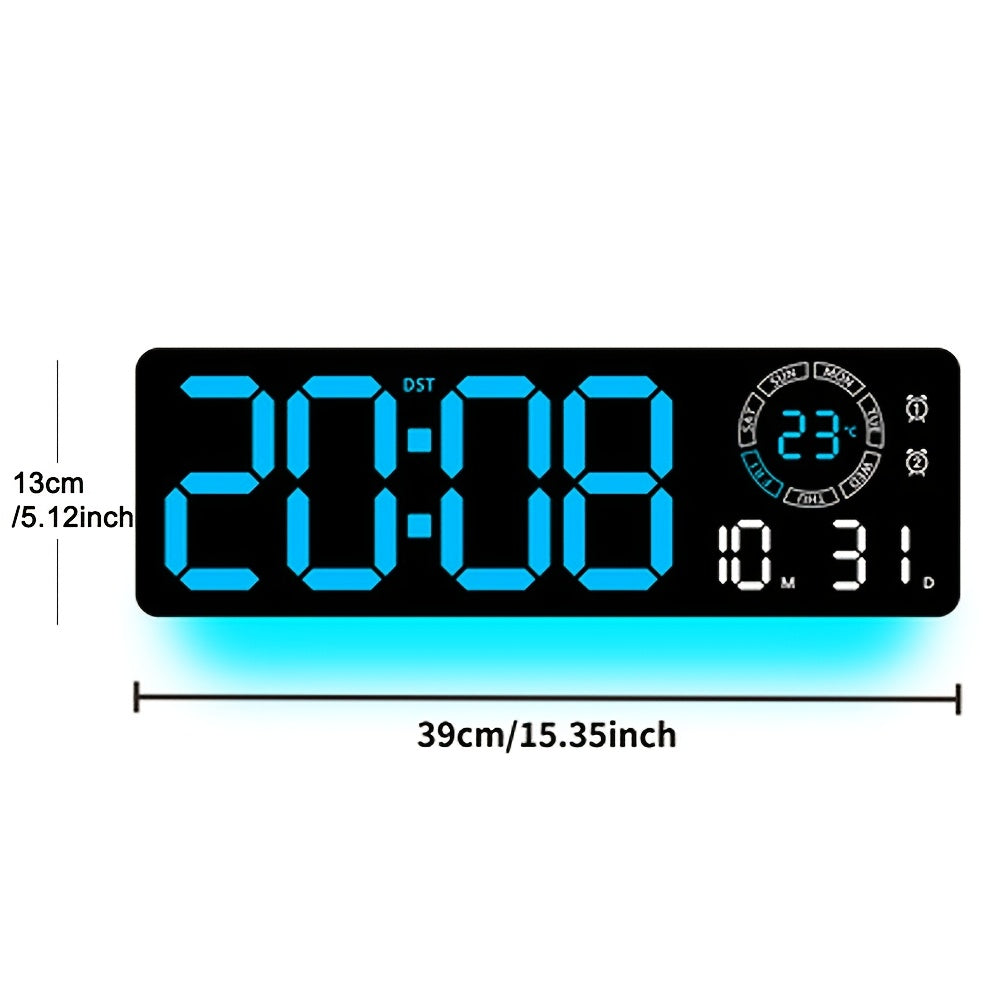 Horloge murale silencieuse 39 cm — Couronne des jours LED
