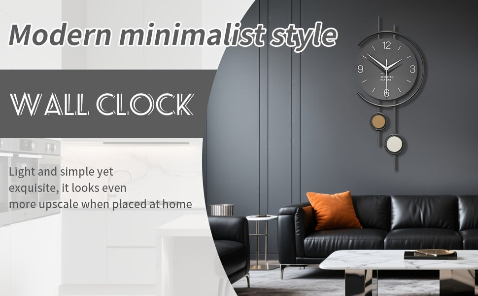 Horloge murale scandinave, cadran gris et grands chiffres