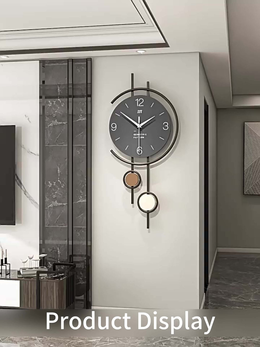 Horloge murale scandinave, cadran gris et grands chiffres