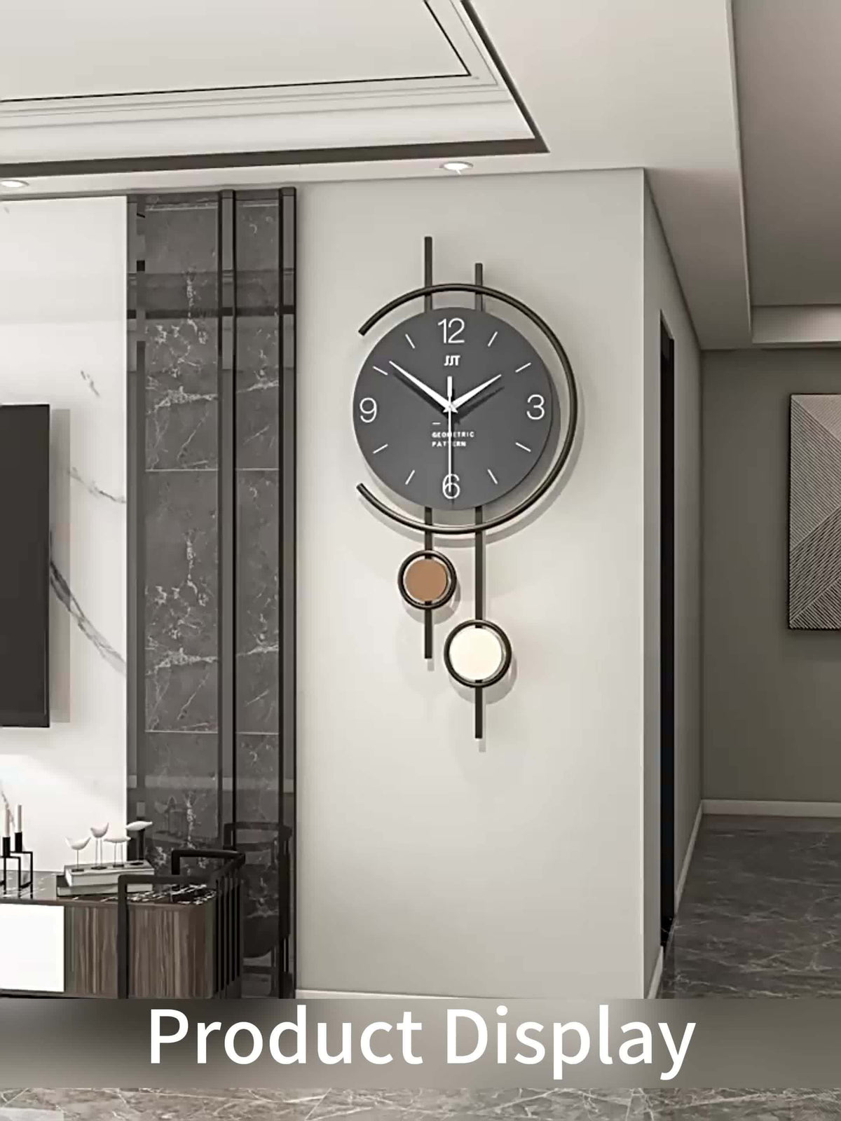 Horloge murale scandinave, cadran gris et grands chiffres