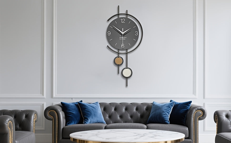 Horloge murale scandinave, cadran gris et grands chiffres