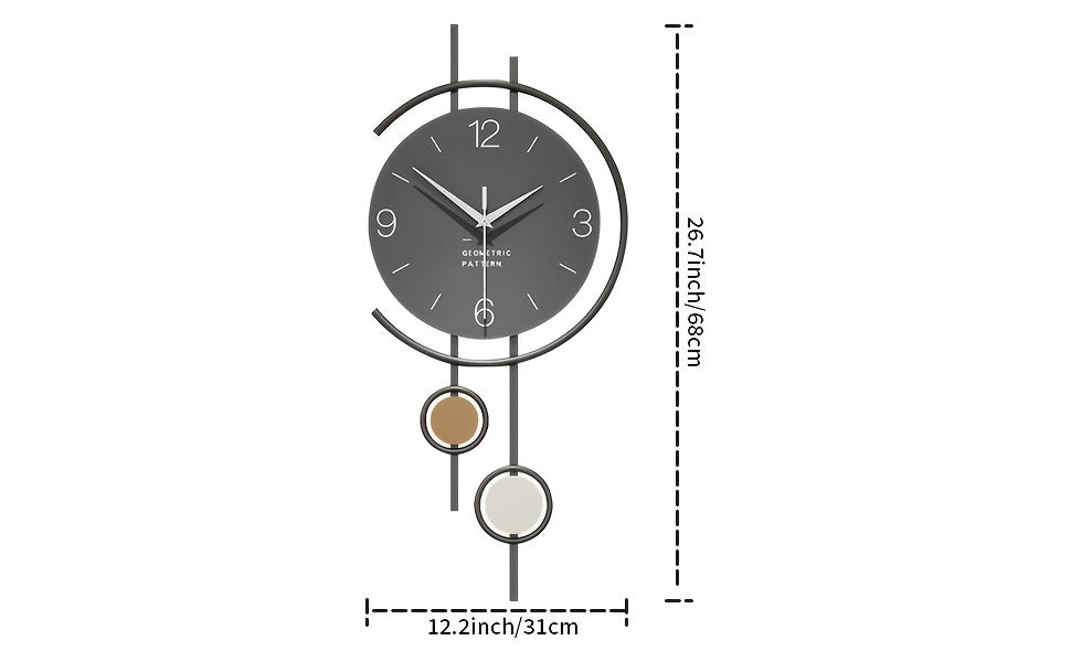 Horloge murale scandinave, cadran gris et grands chiffres
