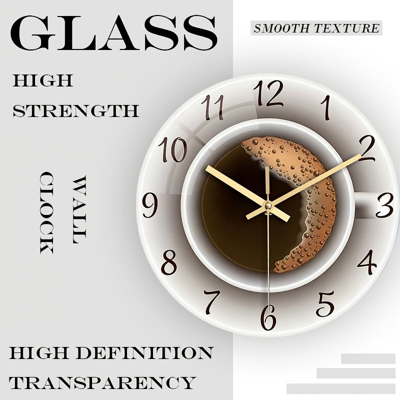 Horloge murale en verre trempé Ø 30 cm à motif tasse de café