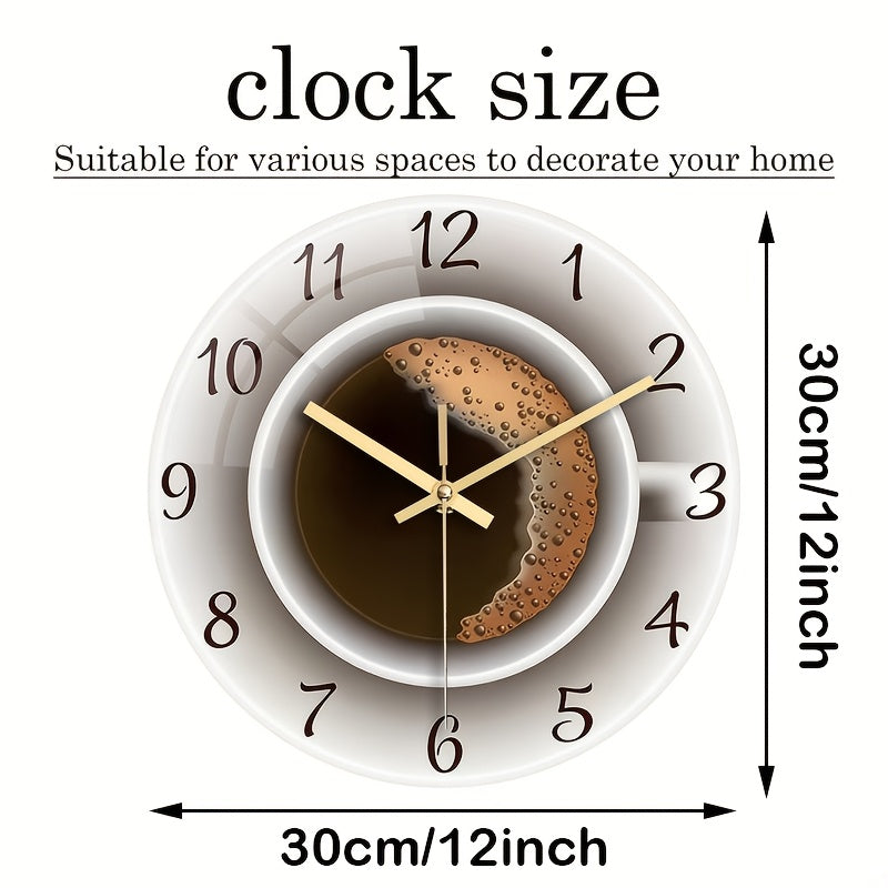 Horloge murale en verre trempé Ø 30 cm à motif tasse de café