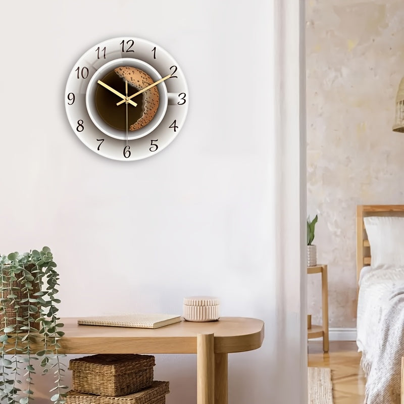 Horloge murale en verre trempé Ø 30 cm à motif tasse de café