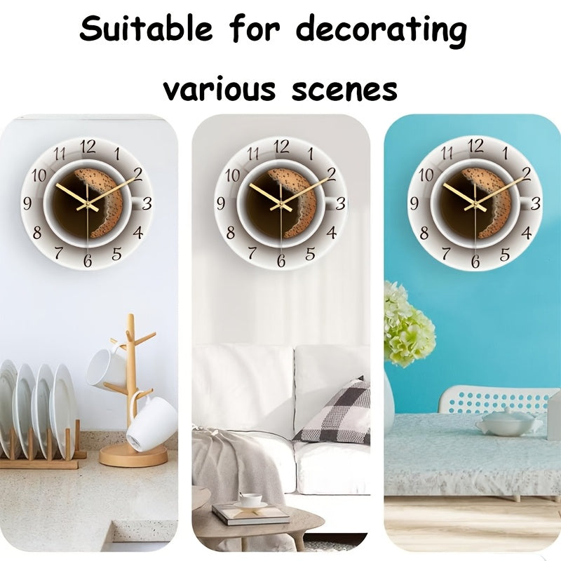 Horloge murale en verre trempé Ø 30 cm à motif tasse de café