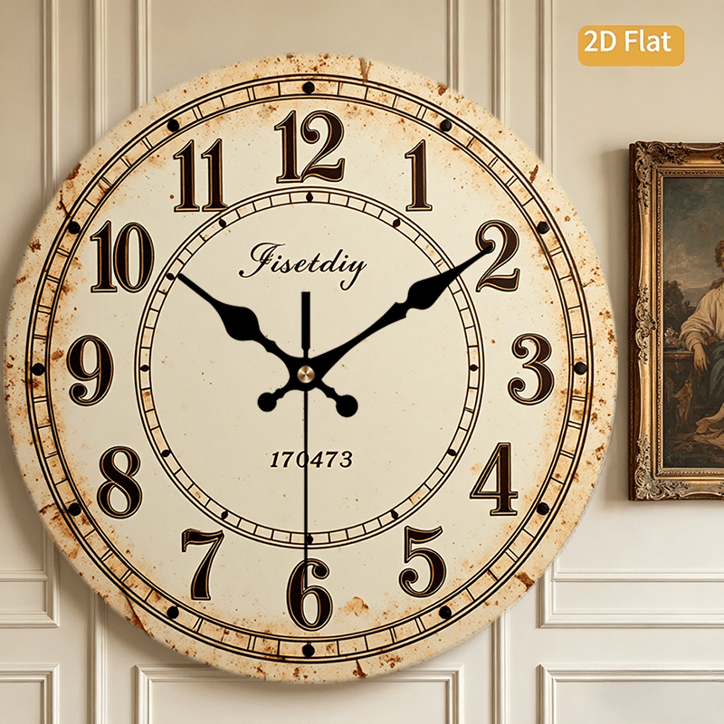 Plat 2D 1 pice Horloge Murale en Bois de Style Vintage Horloge Simple pour Dcoration de Salon Horloge Ronde Silencieuse Dcoration Parfaite pour Chambre Salon Bureau Cuisine et Salle de Bain 3048 cm Pile AA Non Incluse Plat 2D