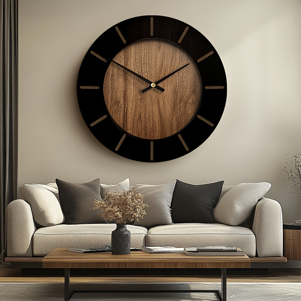 Horloge Murale en Bois lgante et Silencieuse  355640644572 cm Design Vintage Fonctionne sur Piles Dcoration Artistique pour Salon Chambre Bureau  Pile AA Requise Non Incluse