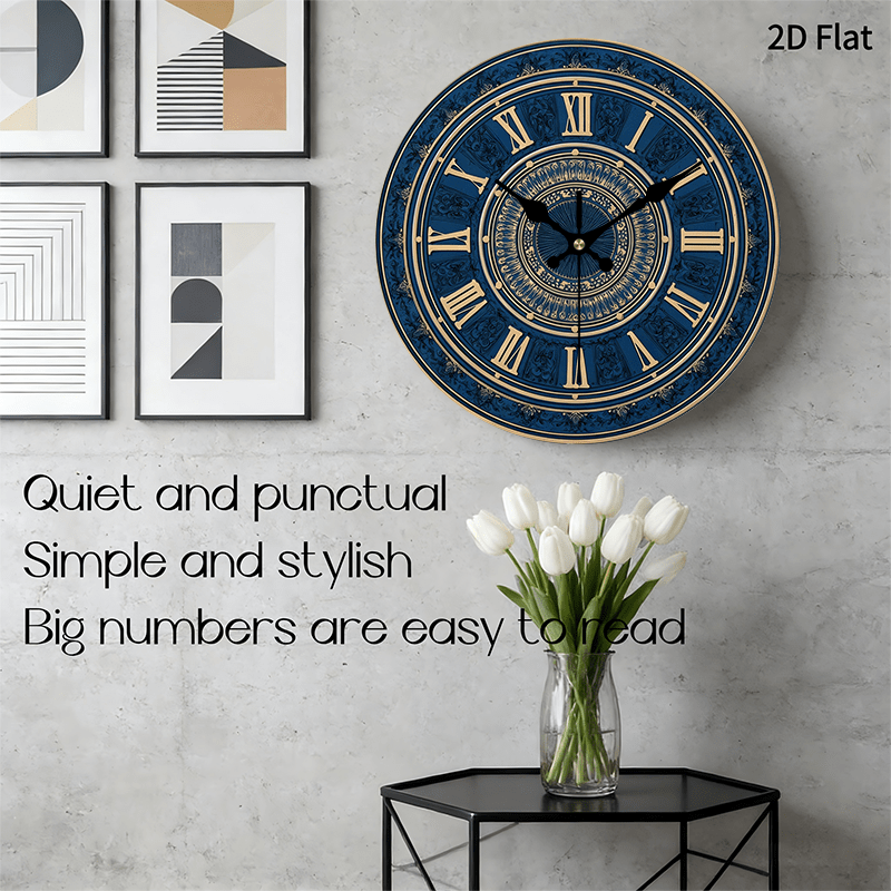 Horloge Murale en Bois  Chiffres Romains Vintage 2D Plate 1pc lgante et Silencieuse Dcoration Murale Ronde pour Chambre Salon Bureau Cuisine et Salle de Bain 3048 cm Piles AA Non Incluses 2D Plate