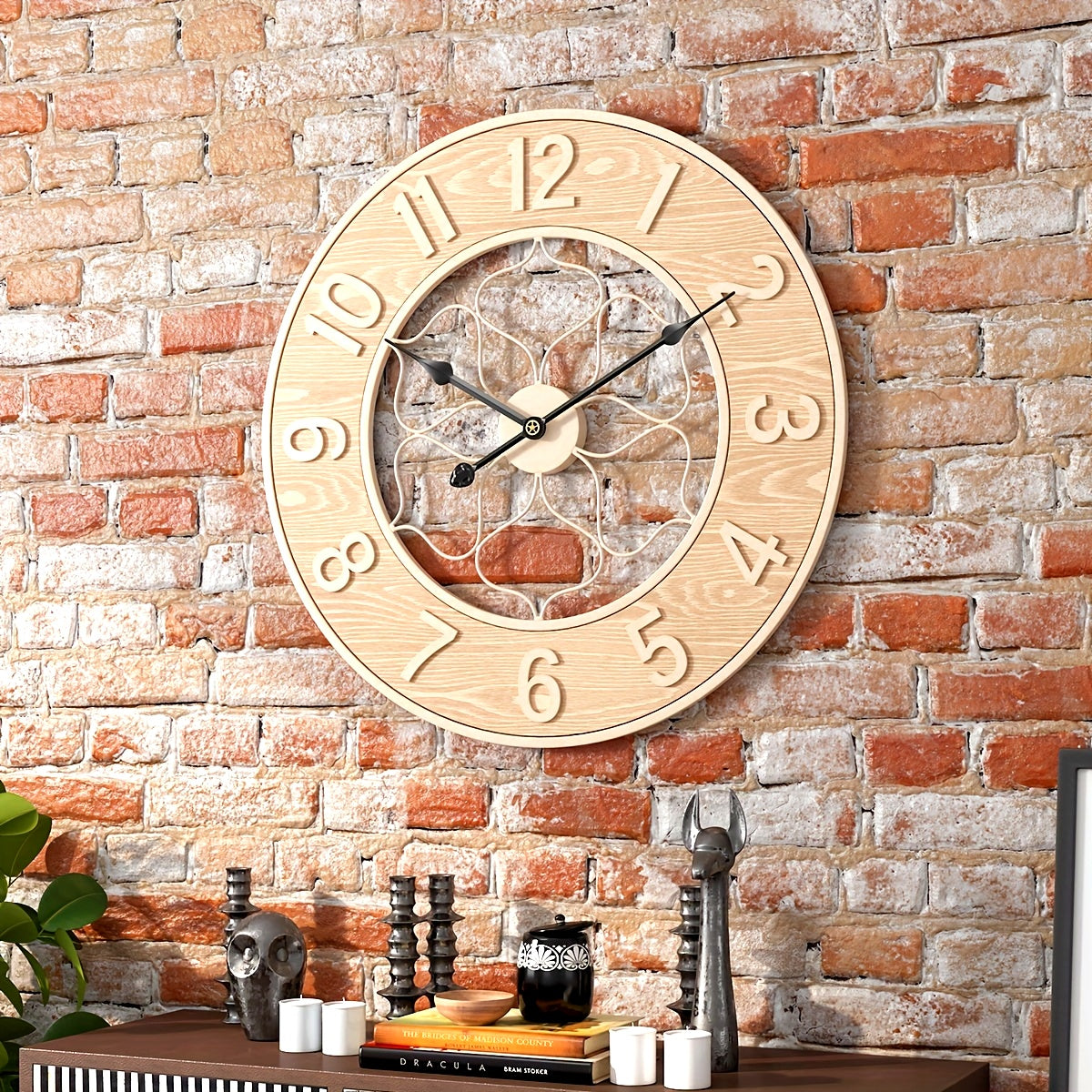 Horloge murale classique Horloge Murale Dcorative Europenne Rtro en Fer avec Nuds de Bois en Forme de Cheval Grande Horloge Murale Horloge Artistique en Fer pour Salon Horloge Murale Maison Adapte au Bureau Entre Maison Salle de Bain Cuisi