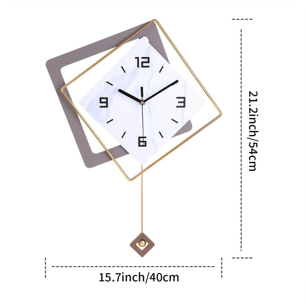 Horloge Murale Artistique en Fer  Double Couche en Forme de Losange 1 pice Horloge Dcorative Moderne et Minimaliste pour Salon Salle  Manger Entre Horloge Murale Crative en Fer Artistique Horloge Murale Suspendue pour Amnagement Intrieur Dou