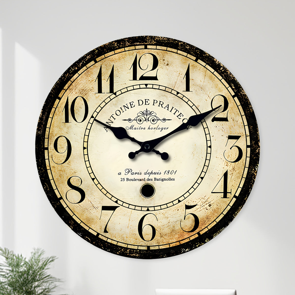 Horloge Murale Dcorative Vintage en Bois Placag Motif ANTOINE de PRAITEON a Paris Dehuis4575meter Horloge  Quartz Silencieuse pour Salon Chambre Dcoration Spirituelle de la Maison Bureau Dcoration de Caf Cadeaux de Ftes 254 cm 3048 cm 