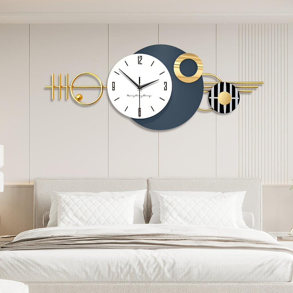 Horloge murale silencieuse dore 1 style nordique luxe discret moderne minimaliste dcoration crative style industriel naturel installation sans perage mouvement silencieux pour salon chambre salle  manger bureau horloge murale artistique
