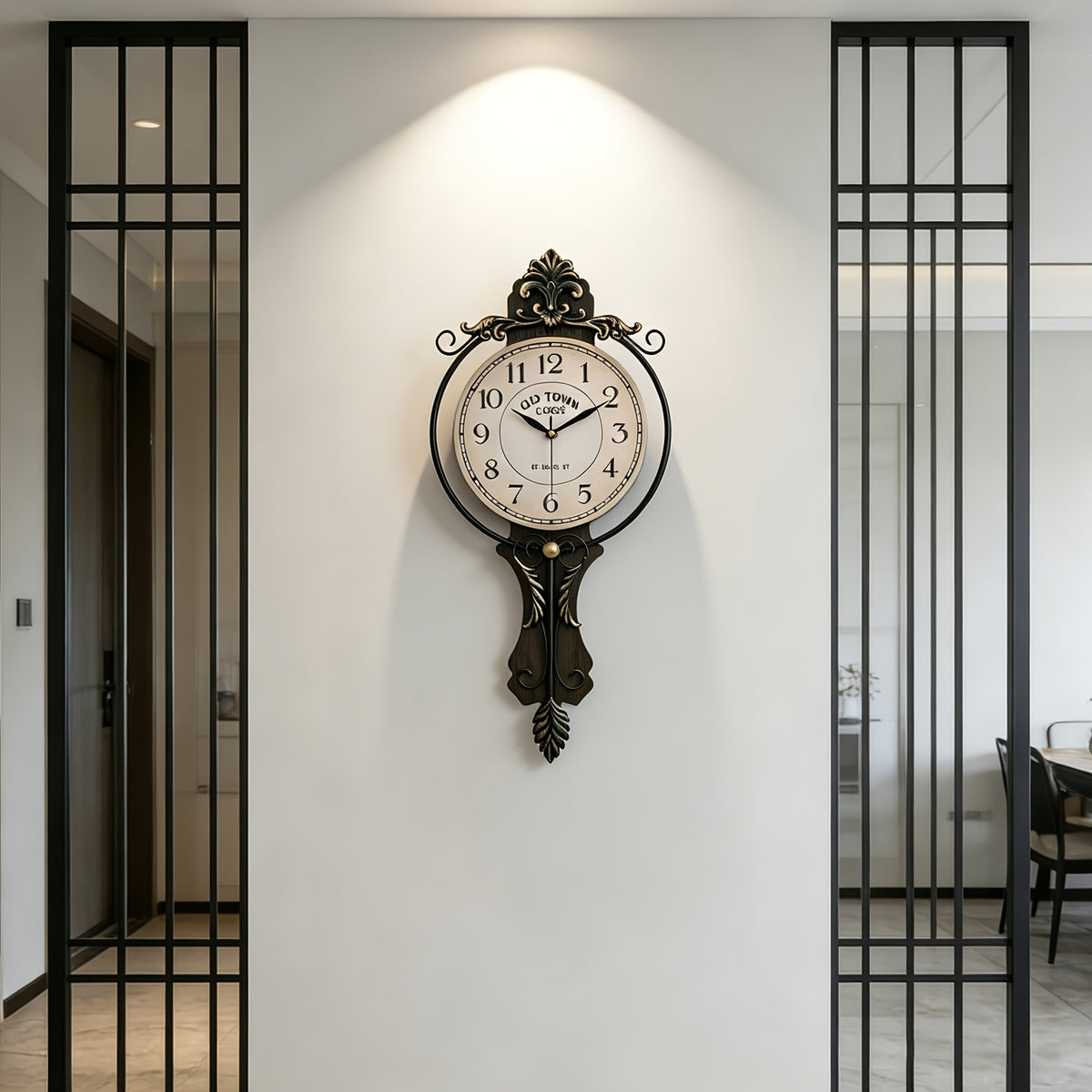 1 pice Horloge Murale Rtro Amricaine en Fer 683 cm Grande Horloge Silencieuse pour Salon Entre Bureau Horloge Murale Dcorative Horloge Vintage Europenne Sculpte Horloge Murale de Style Rtro de Luxe Lger pour la Maison Mouvement Silencieux