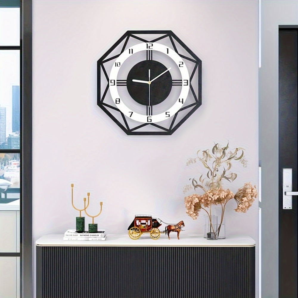 1 horloge murale octogonale en mtal de grande taille 38 cm environ 15 pouces dcoration de salon horloge murale silencieuse moderne de 30 cm environ 12 pouces convient pour la dcoration de la cuisine de la chambre  coucher grande horloge mura