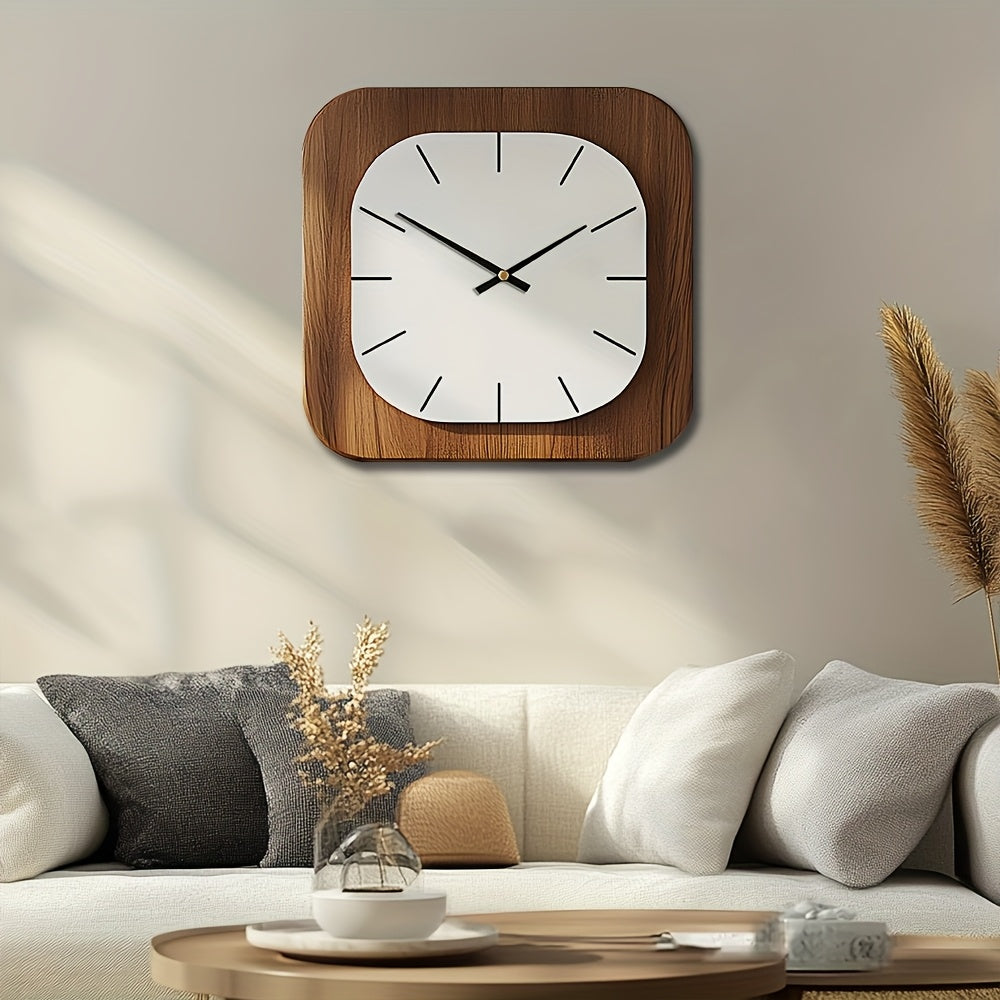 Horloge Murale Carre en Bois Dcorative  Horloge Silencieuse Artistique  Piles  Dcoration Vintage pour Maison de 14  18 Pouces  Idale pour Cuisine Salon Chambre Bureau